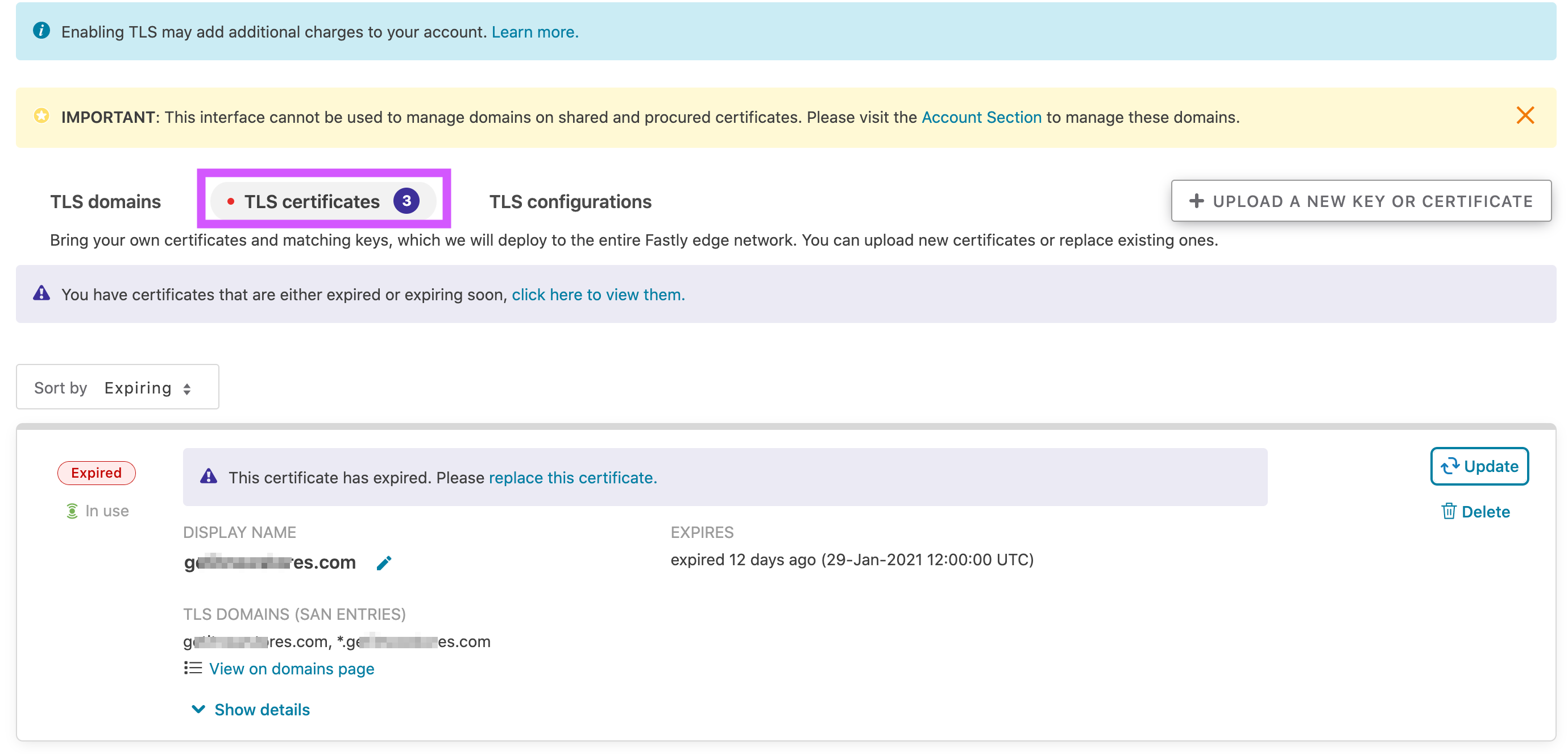 select TLS certificates
