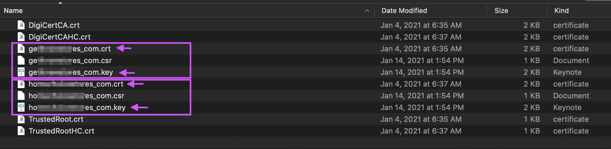 example of files in finder